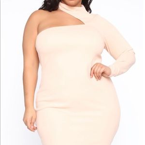 Blush one shoulder dress